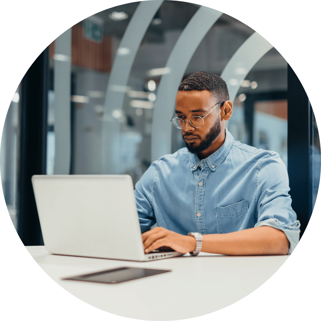 A man concentrating on his laptop
