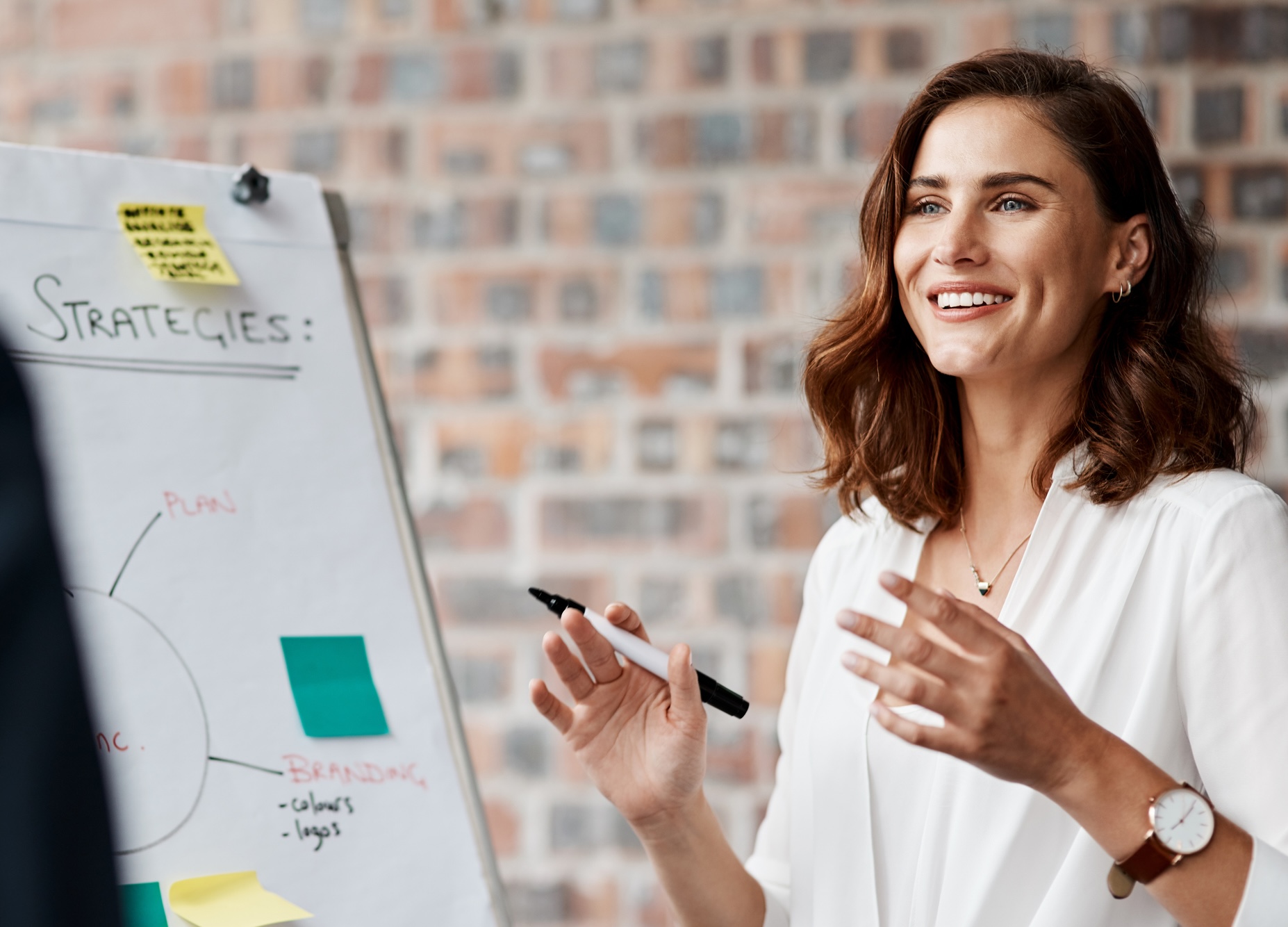 A woman presenting a visual strategy