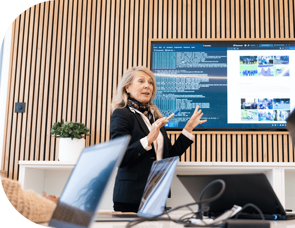 Business professional giving a presentation