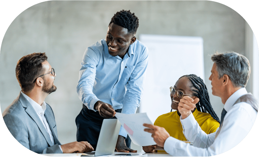 A group of coworkers in a meeting