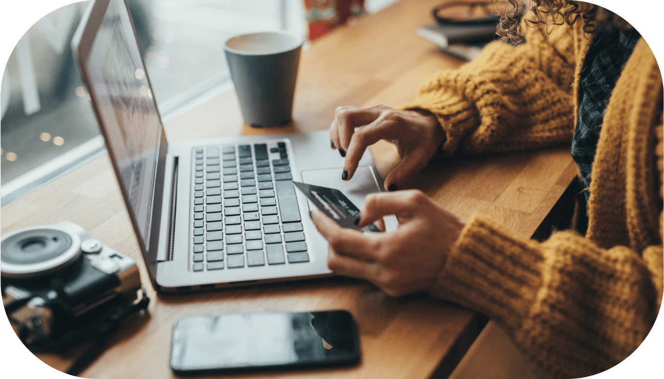 A woman buying an item online