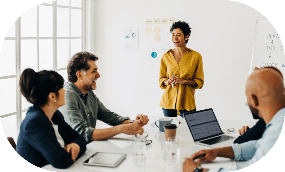 Five coworkers in a meeting