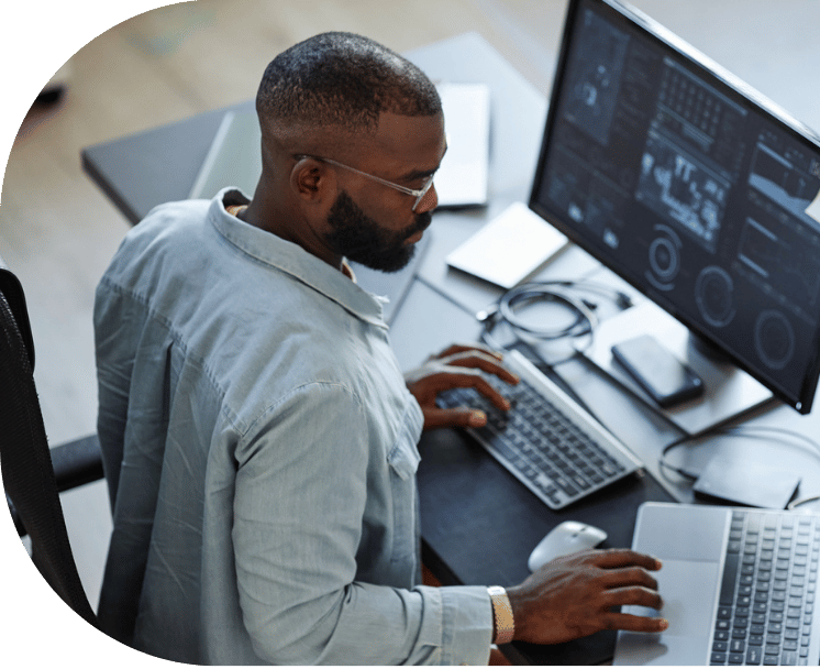 A man working at a computer