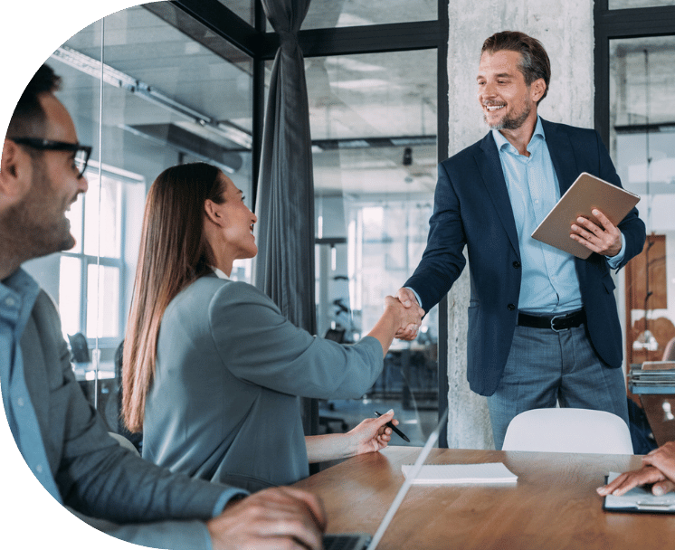 A handshake in a meeting room